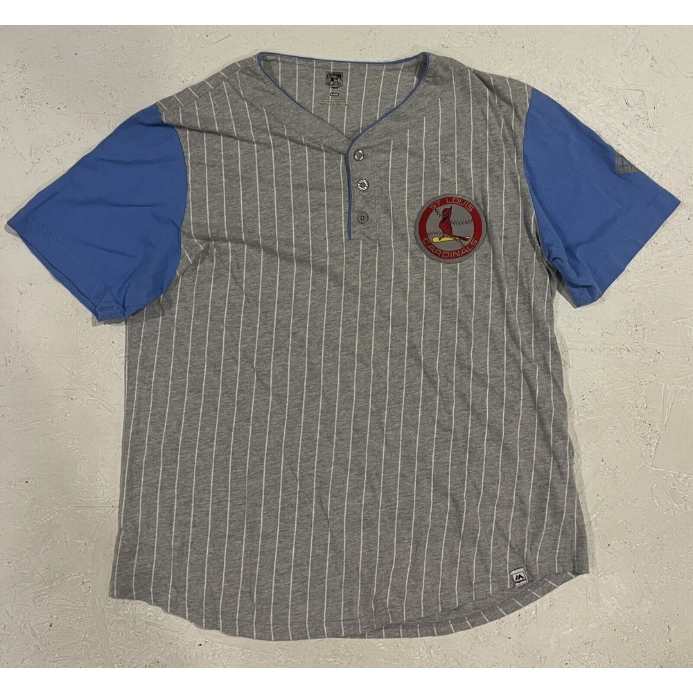 Majestic Cooperstown Collection St Louis Cardinals Jersey Mens XL Gray Blue